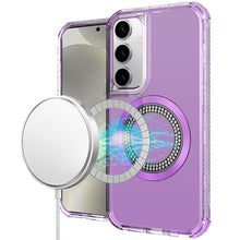 For Samsung S24+/S25+ Case Magnetic Circle Bling Hybrid Cover + Tempered Glass