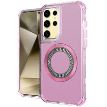 For Samsung S25 Ultra Case Magnetic Circle Bling Hybrid Cover + Tempered Glass