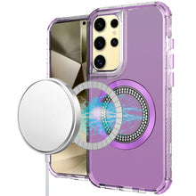 For Samsung S25 Ultra Case Magnetic Circle Bling Hybrid Cover + Tempered Glass