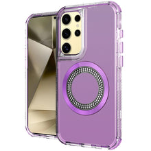 For Samsung S25 Ultra Case Magnetic Circle Bling Hybrid Cover + Tempered Glass