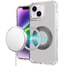 For iPhone 13/14 Case Magnetic Circle Circle Bling Hybrid Cover + Tempered Glass