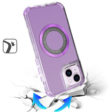 For iPhone 13/14 Case Magnetic Circle Circle Bling Hybrid Cover + Tempered Glass
