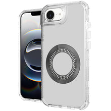 For iPhone 16e Case Magnetic Charging Circle Bling Hybrid Cover + Tempered Glass