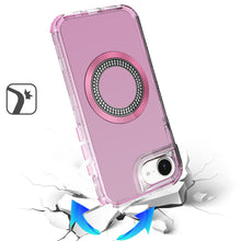 For iPhone 16e Case Magnetic Charging Circle Bling Hybrid Cover + Tempered Glass