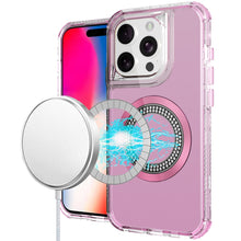 For iPhone 16 Pro 6.3in Case Magnetic Circle with Bling Hybrid + Tempered Glass