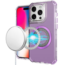 For iPhone 16 Pro 6.3in Case Magnetic Circle with Bling Hybrid + Tempered Glass