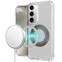 For Samsung S24/S25 Case Magnetic Circle Bling Hybrid Cover + Tempered Glass