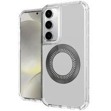 For Samsung S24/S25 Case Magnetic Circle Bling Hybrid Cover + Tempered Glass