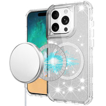 For iPhone 16 PRO MAX Case Magnetic Circle Glitter Shockproof + Tempered Glass