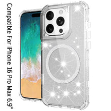 For iPhone 16 PRO MAX Case Magnetic Circle Glitter Shockproof + Tempered Glass