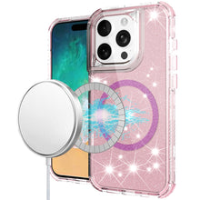 For iPhone 16 PRO MAX Case Magnetic Circle Glitter Shockproof + Tempered Glass