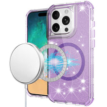 For iPhone 16 PRO MAX Case Magnetic Circle Glitter Shockproof + Tempered Glass