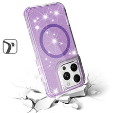 For iPhone 16 PRO MAX Case Magnetic Circle Glitter Shockproof + Tempered Glass