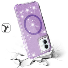 For iPhone 16 Plus 6.7in Case Magnetic Circle Glitter Shockproof +Tempered Glass