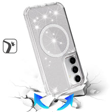 For Samsung S24+/S25+ Case Magnetic Circle Glitter Shockproof + Tempered Glass