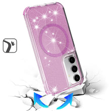 For Samsung S24+/S25+ Case Magnetic Circle Glitter Shockproof + Tempered Glass