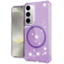 For Samsung S24+/S25+ Case Magnetic Circle Glitter Shockproof + Tempered Glass