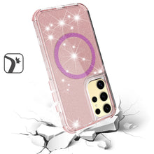 For Samsung S25 Ultra Case Magnetic Circle Glitter Shockproof + Tempered Glass