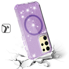 For Samsung S25 Ultra Case Magnetic Circle Glitter Shockproof + Tempered Glass