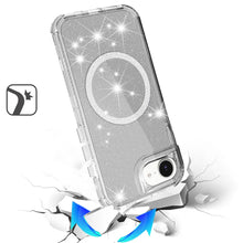 For iPhone 16e Case Magnetic Circle Glitter Shockproof Cover + Tempered Glass