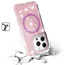 For iPhone 16 Pro 6.3in Case Magnetic Circle Glitter Shockproof + Tempered Glass