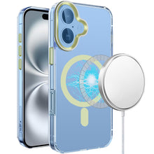For iPhone 16 6.1inch Case Magnetic Circle Matching Color Trim + Tempered Glass