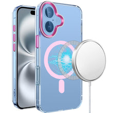 For iPhone 16 6.1inch Case Magnetic Circle Matching Color Trim + Tempered Glass
