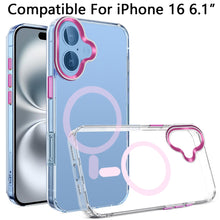 For iPhone 16 6.1inch Case Magnetic Circle Matching Color Trim + Tempered Glass