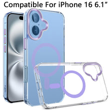 For iPhone 16 6.1inch Case Magnetic Circle Matching Color Trim + Tempered Glass
