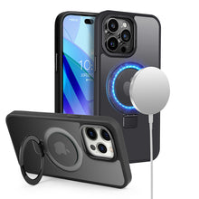 For iPhone 15 PRO Case Metallic Magnetic Charging Ring Stand + 2 Tempered Glass