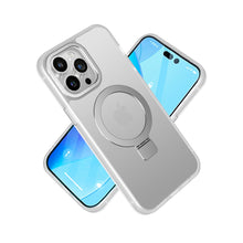 For iPhone 11 6.1 in. Case Metallic Magnetic Circle Stand Cover + Tempered Glass