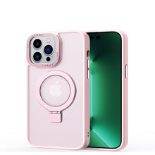 For iPhone 11 6.1 in. Case Metallic Magnetic Circle Stand Cover + Tempered Glass