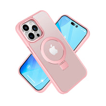 For iPhone 11 6.1 in. Case Metallic Magnetic Circle Stand Cover + Tempered Glass