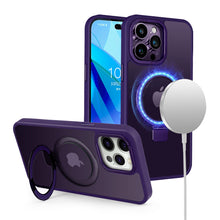For iPhone 12 Pro Max Case Metallic Magnetic Circle Ring Stand + Tempered Glass