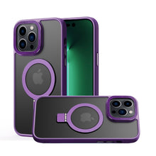 For iPhone 12 Pro Max Case Metallic Magnetic Circle Ring Stand + Tempered Glass