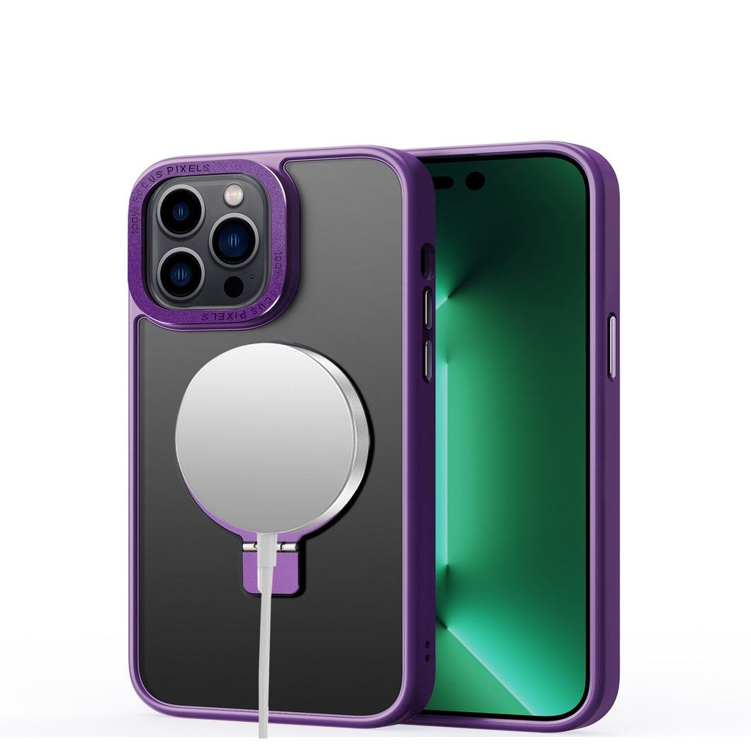 For iPhone 12 Pro Max Case Metallic Magnetic Circle Ring Stand + Tempered Glass