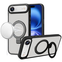 For iPhone Air Case Metal Chrome Magnetic Circle Ring Stand + Tempered Glass