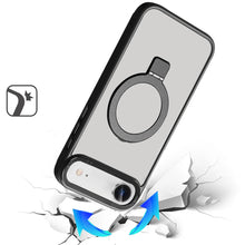 For iPhone Air Case Metal Chrome Magnetic Circle Ring Stand + Tempered Glass