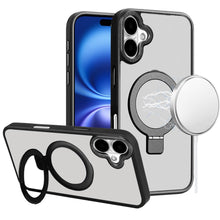 For iPhone 17 Case Metal Chrome Magnetic Circle Ring Stand + Tempered Glass