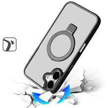 For iPhone 17 Case Metal Chrome Magnetic Circle Ring Stand + Tempered Glass