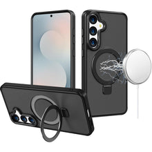For Samsung S25 FE Case Metallic Magnetic Circle Ring Stand + Tempered Glass
