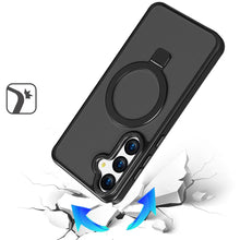 For Samsung S25 FE Case Metallic Magnetic Circle Ring Stand + Tempered Glass