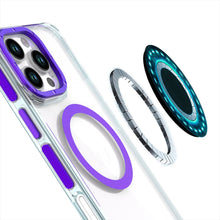 For iPhone 12 Pro Max Case Magnetic Circle Color Matching Trim + Tempered Glass