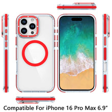 For iPhone 16 PRO MAX Case Magnetic Circle Color Matching Trim + Tempered Glass