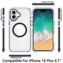 For iPhone 16 Plus 6.7in Case Magnetic Circle Color Match Trim + Tempered Glass
