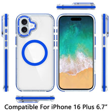 For iPhone 16 Plus 6.7in Case Magnetic Circle Color Match Trim + Tempered Glass
