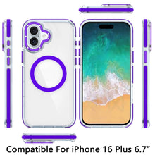 For iPhone 16 Plus 6.7in Case Magnetic Circle Color Match Trim + Tempered Glass
