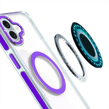For iPhone 16 Plus 6.7in Case Magnetic Circle Color Match Trim + Tempered Glass