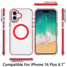 For iPhone 16 Plus 6.7in Case Magnetic Circle Color Match Trim + Tempered Glass