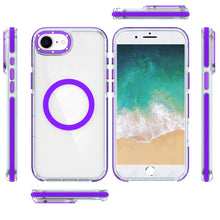 For iPhone 16e Case Magnetic Circle Color Matching Trim Cover + Tempered Glass